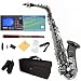Mendini by Cecilio MAS-BNN+92D+PB Black Nickel Plated and Nickel Plated Keys E Flat Alto Saxophone with Tuner, Case, Mouthpiece, 10 Reeds and More