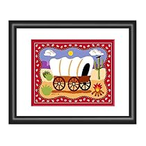 Ride Em Cowboy Theme Covered Wagon Art Print w Black Frame