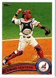2011 Topps Baseball Card #209 Carlos Santana - Cleveland Indians - MLB Trading Card In A Protective Screwdown Case
