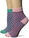 K. Bell Women's Geometric Anklet Sock with Contast Heel and Toe 2-Pack