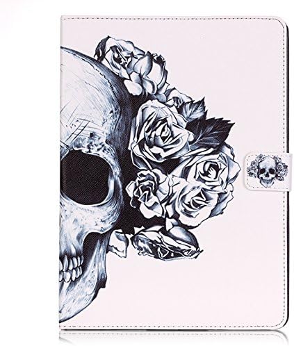 Hismo Smart-Shell Build in Magnetic Case for New 2016 iPad Pro 9.7 Inches Case with Card Slots and Billfold Painting Kickstand Lightweight Case for Apple iPad Pro 9.7" (Skull)