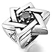 Men's Large Stainless Steel Ring Agate Silver Tone Black Lucky Jewish Star Of David