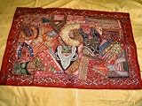 Review   / Burgundy Classic Beaded Ethnic Indian Sari Tapestry Wall Hanging