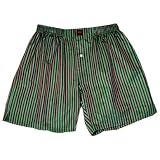 Green Stripes 100% Madras Silk Boxers by Royal Silk - XL