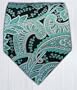 100% Silk Woven Black and Aqua Paisley Extra Long Tie