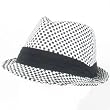 BRAID 3 PLEAT CHECKERED STINGY FEDORA TRILBY HAT BLACK LARGE / EXTRA LARGE