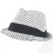 BRAID 3 PLEAT CHECKERED STINGY FEDORA TRILBY HAT BLACK LARGE / EXTRA LARGE