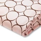 SwaddleDesigns Cotton Flannel Brown Mod Circles Fitted Crib Sheet - Pastel Pink