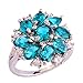 Psiroy 925 Sterling Silver Stunning Created Gorgeous Women's 6mm*6mm Round Cut CZ Green Topaz Filled Ring
