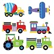 Wallies Peel and Stick Wall Art, OK Trains, Planes and Trucks