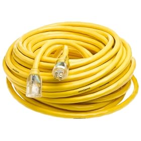Yellow Jacket 2806 10/3 Heavy-Duty 15-Amp SJTW Contractor Extension Cord with Lighted End, 100-Feet