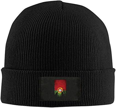 Flag Of Portugal Distressed Fashion Unisex Acrylic Watch Knit Hat Black