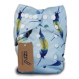 iZiv新生児1厚いおむつ付きオーガニック幼児防水/調整/再利用可能/洗えるポケット布おむつのフィット赤ちゃん0.5-3歳(ブルーフェザー)