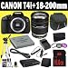 Canon EOS Rebel T4i 18 MP CMOS Digital SLR Camera w/EF-S 18-200mm f/3.5-5.6 IS Standard Zoom Lens + LP-E8 Replacement Lithium Ion Battery w/External Rapid Charger + 16GB SDHC Class 10 Memory Card + 72mm 3 Piece Filter Kit + Mini HDMI Cable + Carrying Case + Full Size Tripod + Multi Card USB Reader + Memory Card Wallet + Deluxe Starter Kit DavisMAX Bundle