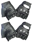 2 Pack Black Leather Fingerless Motorcycle Gloves - Leatherbull (Free U.S. Shipping) (Large (2 pack))