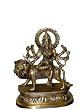 Durga on Lion Statue Hindu Goddess Durga Idol Brass Sculpture India 8"