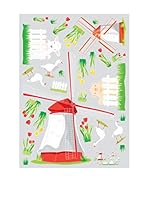 Ambiance Live Vinilo Decorativo Windmill and farm animals Multicolor