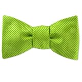 Green and Yellow Corded Freestyle Bowtie by Principessa - Green Silk