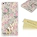 P6 Case, Huawei Ascend P6 Case - Mavis's Diary 3D Handmade Bling Crystal Cute Butterfly Sparkle Glitter Pink Flowers Case Hard Cover for Huawei Ascend P6 with Soft Clean Cloth (One Case)