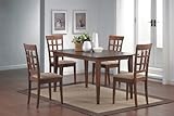 IMAGE OF 5pcs Wheat Back Walnut Finish Dining Table & 4 Chairs Set