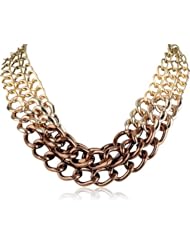 Three Row Graduated Color Block Chain Necklace, 16"