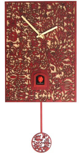 Modern cuckoo clock Silhouette red, quartz
