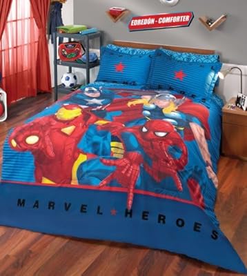 Marvel Super Heroes Comforter Bedding Set Full with Decorative Light Cushion
