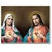 Sacred Hearts of Mary and Jesus - Canvas Transfer Linen Print Wrapped around the Sides - 15.5"x12"x2"