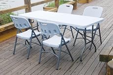 6FT FOLDING GARDEN BANQUET TRESTLE CAMPING WHITE TABLE