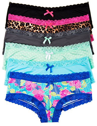 Spree Juniors 2 or 6 Pack Microfiber Hipster Panties with Lace Trim