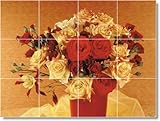 Flower Picture Back Splash Tile Mural F070. 17x25.5 inches using (24) 4.25x4.25 ceramic tiles.