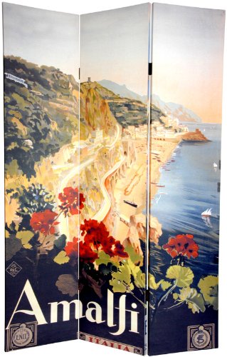 Unique Vintage Travel Posters Italian Riviera - 6 ft. Tall Double Sided Amalfi/Riviera Canvas Room Divider