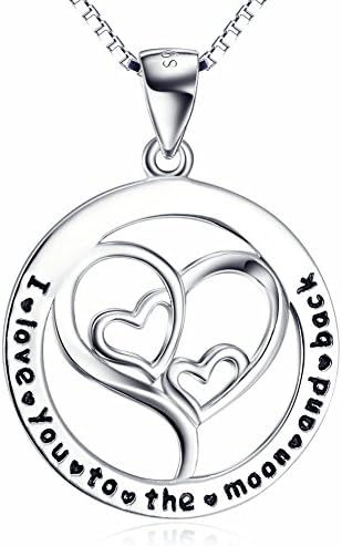 CHRISTINELLE Sterling Silver I Love You to The Moon and Back Triple Heart Pendant Necklace 18"