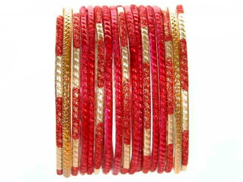 Click here to buy Beachcombers! Ethnic Glass Indian Wedding Bridal Bollywood Bangles Belly Dance Bracelets Set Red....