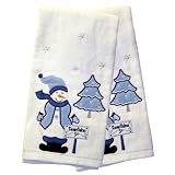 Embroidered Snowflake Snowman Kitchen Towel - Set of 2