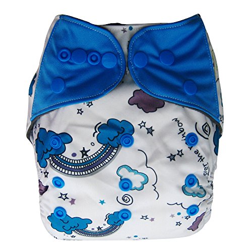 Charcoal Bamboo AIO All In One Cloth Diaper with Pocket (Cloud)