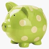Elegant Baby Ceramic Polka Dot Piggy Bank Green