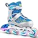 PAPAISON Fly Knitting Upper Adjustable Illuminating Inline Skates for Boys and Girls with Full Light up Wheels, Beginner Blades Rollerblades for Kids Ladies Youth