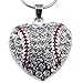Crystal Accent Heart Baseball Softball Pendant Silver-Tone Necklace Jewelry Gift for Teens Wife Mom Girlfriend