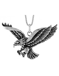 Sterling Silver Eagle Pendant, 1 1/2 in X 3/4 inch (mmX20 mm)