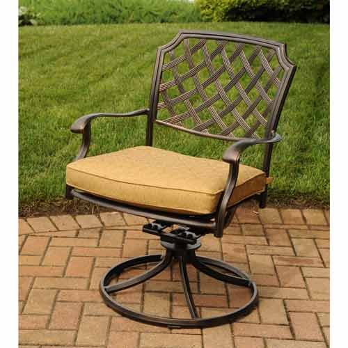 Heritage Cast Aluminum Outdoor Swivel Rocker with Seat Cushion - Set of 2