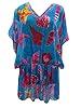 Blue Short Kaftan Top Tunic Sheer Beach Cover Up