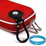 Camera Case for Flip Video MinoHD (Nylon Red) + SumacLife Wisdom Courage Wristband