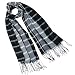 100% Viscose Men's Box Plaid Fringed Long Scarf - Various Colors Available