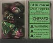 Chessex Dice: Polyhedral 7-Die Gemini Dice Set - Green & Purple with Gold - NEW COLOR!!!
