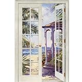 French Doors Patio - Tropical Beach Gazebo Wall Mural