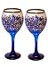 ArtisanStreet's Elegant Wine Goblets. Set of 2. Glasses Feature Intricate Scroll Design in Shades of Blue with Silver Trim. Hand Painted, One of a Kind, Signed by Artisan.