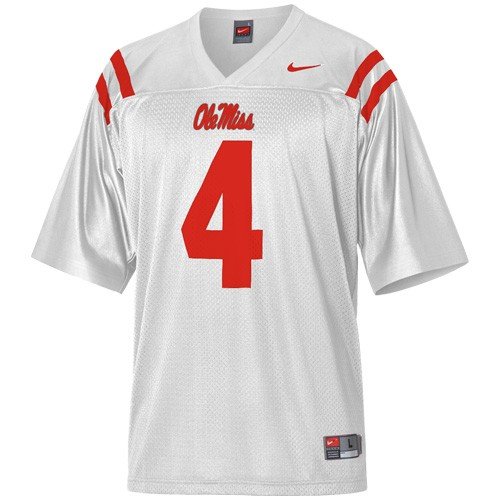 Nike Mississippi Rebels #4 White Replica Football Jersey
