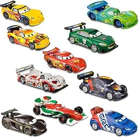 Disney CARS 2 Movie PVC 10 pack Deluxe racer Playset racing - McQueen Francesco Carla gorvette