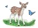 Sarah the White Tail Deer Fawn and Sebastian the Blue Morpho Butterfly Wall Art